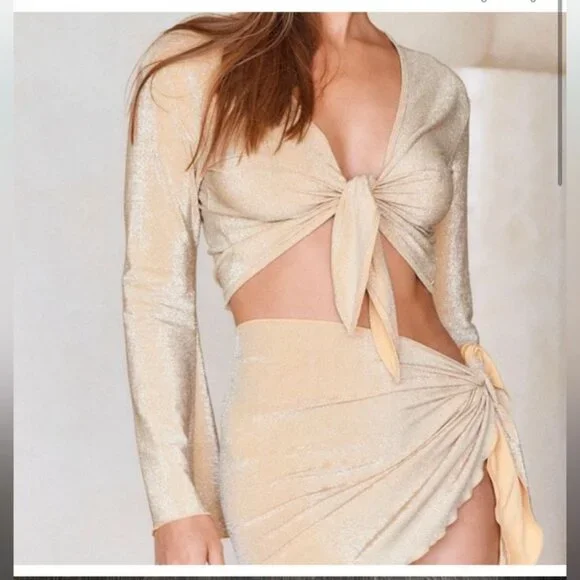 MONDAY Swimwear St. Barth's Top in Gold Shimmer